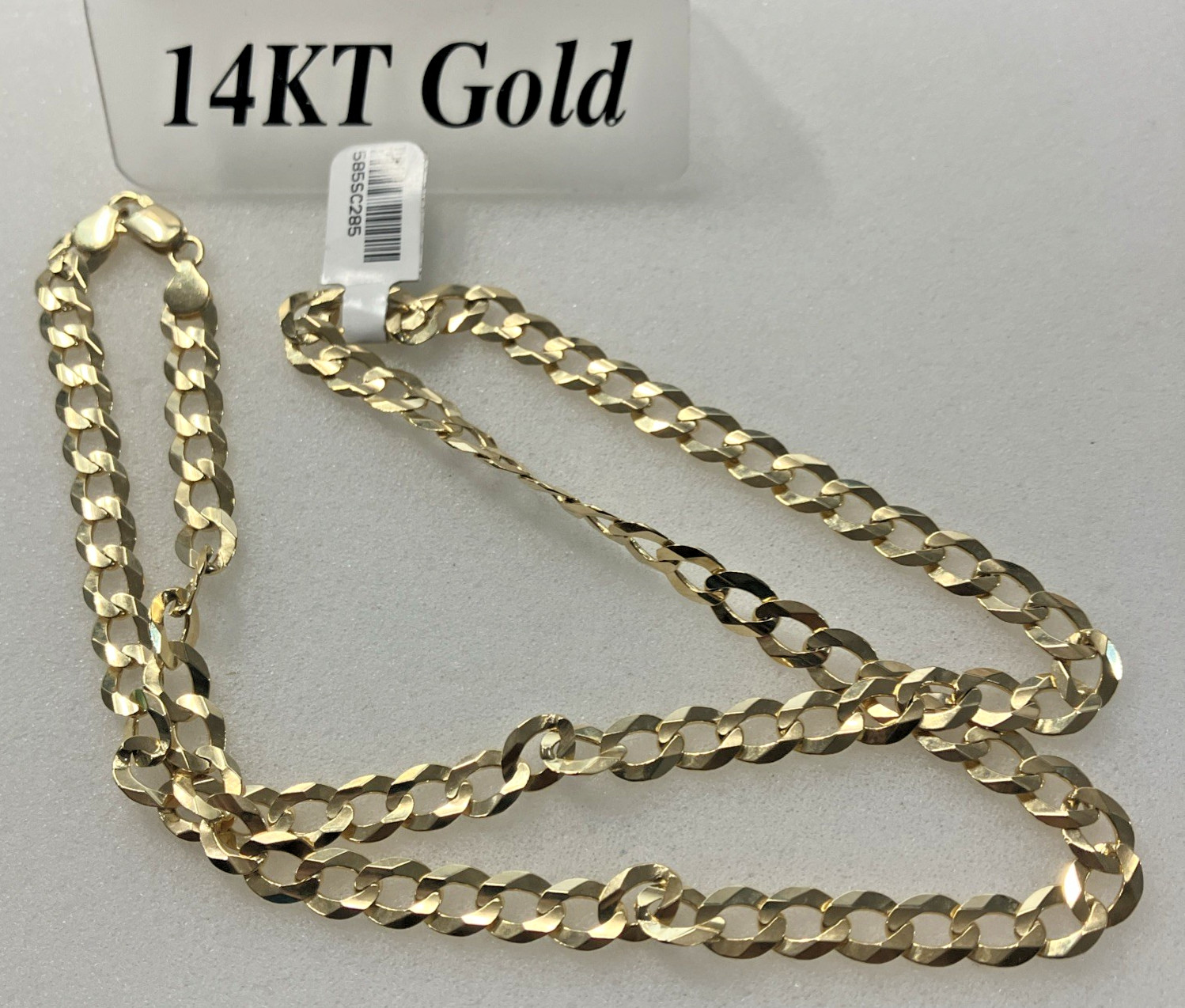 14kt Real Gold Solid Curb Link Chain 28.5grams 7.2mm 24” Brand New with Tag 14K