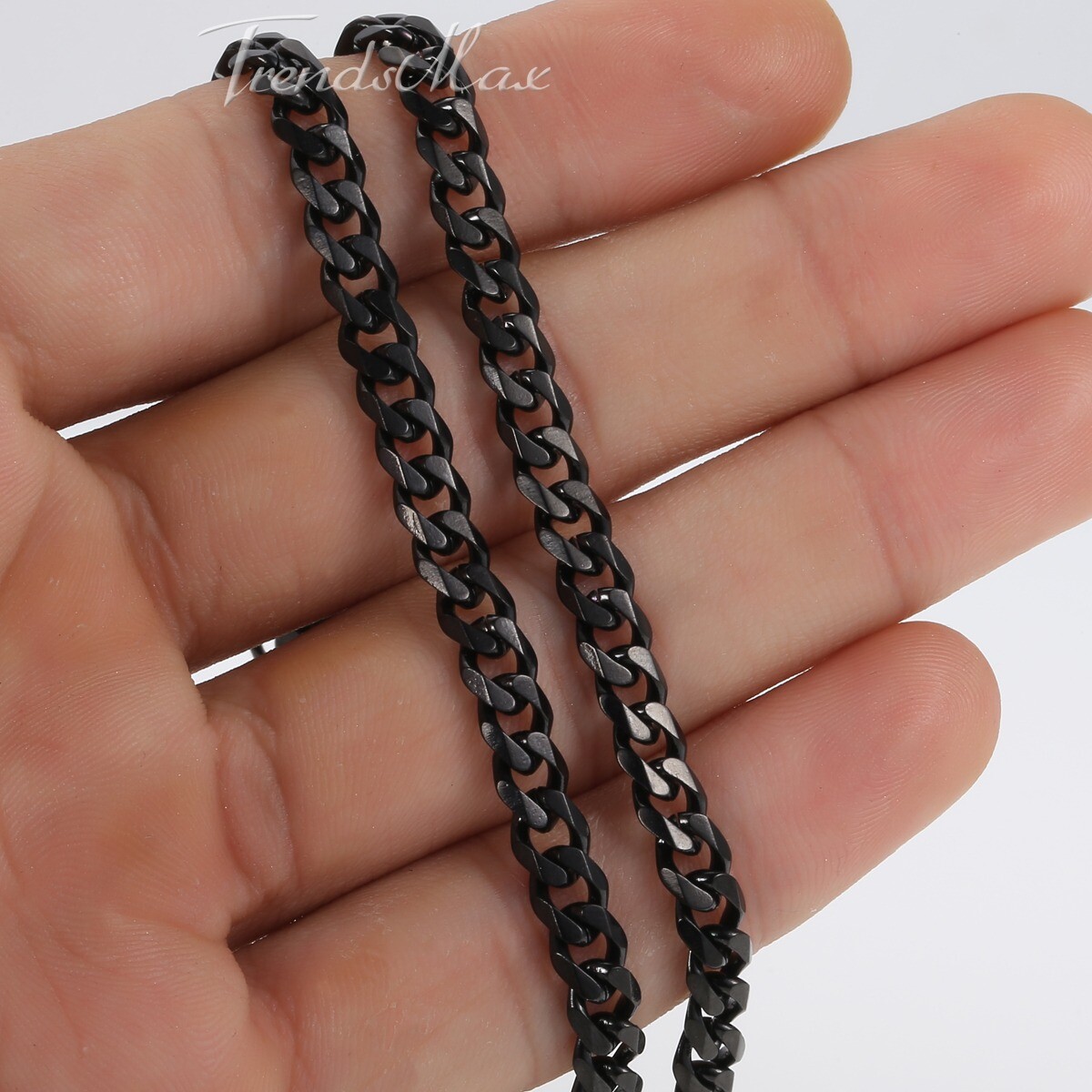 Men’s Black Stainless Steel Cuban Necklace Curb Chain 3/5/7/9/11mm Wide Jewelry