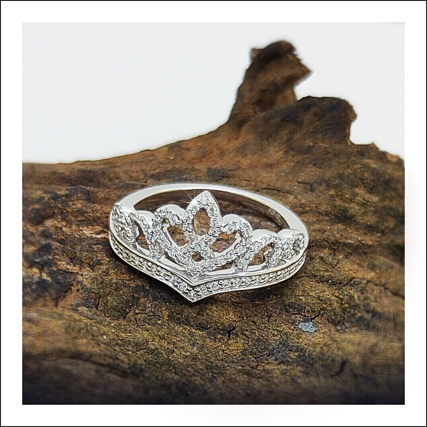 1Ct Round Cut Simulated Diamond Engagement Crown Ring In 14k White Gold Plated