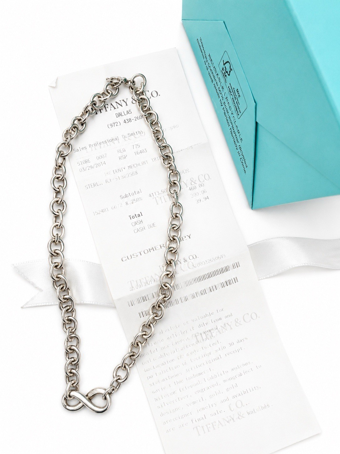 Tiffany & Co. Authentic 18in Infinity Chain Necklace