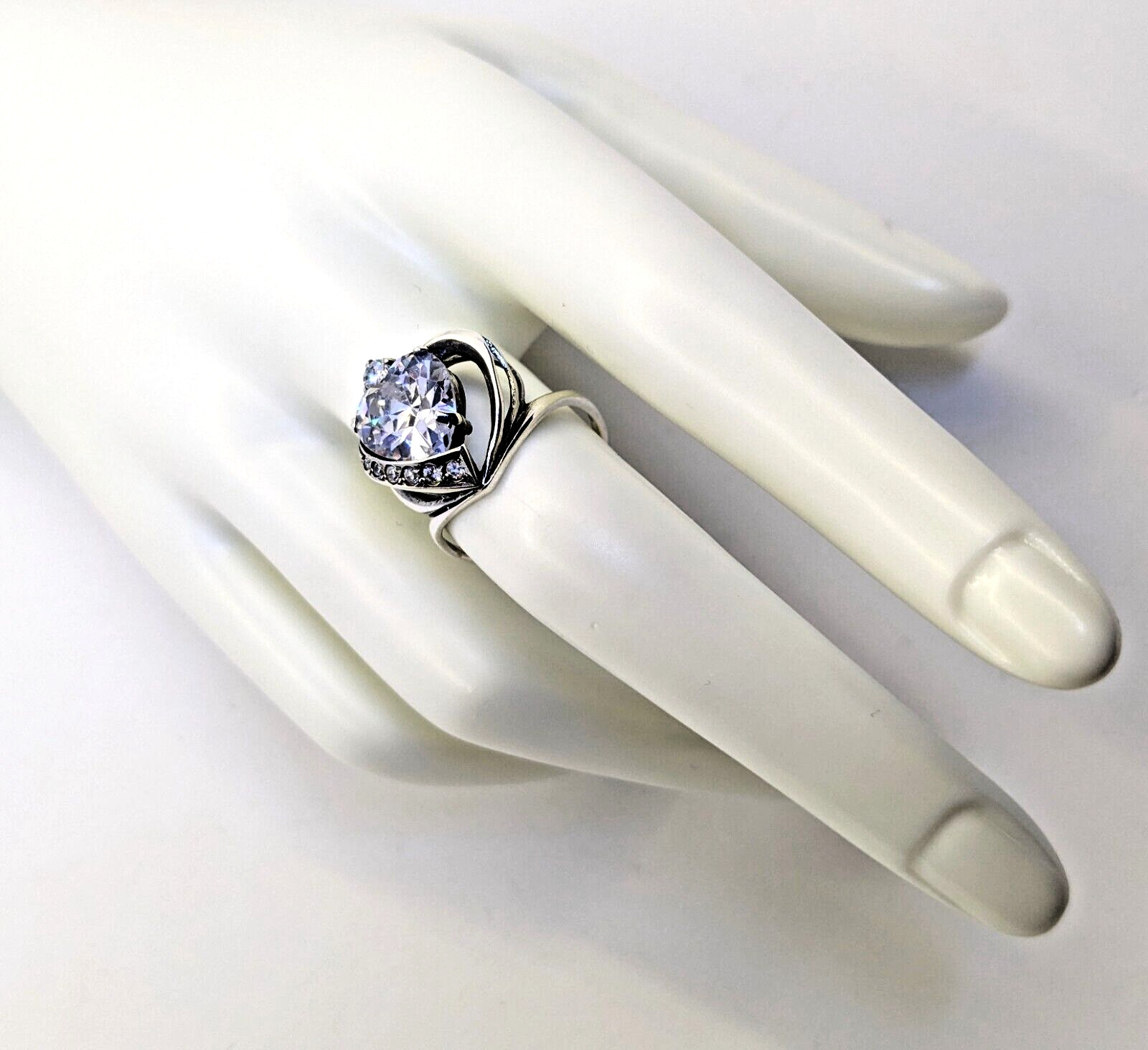 Vintage Luxury RING Silver 925 with Big Bright Stone -size: 8.5US (18mm)| UA #60