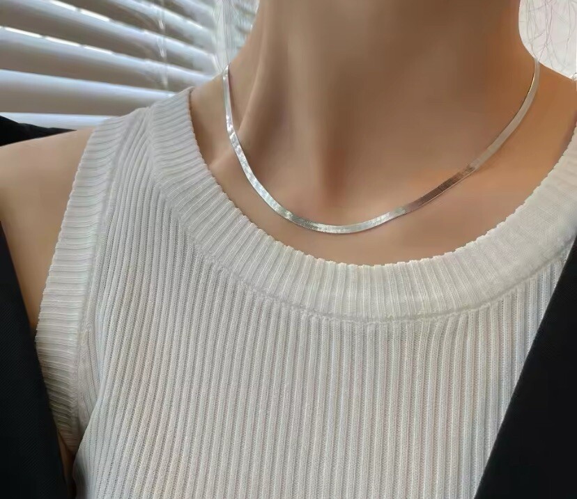 Flat Herringbone Snake 4mm 18 Inch Chain Necklace