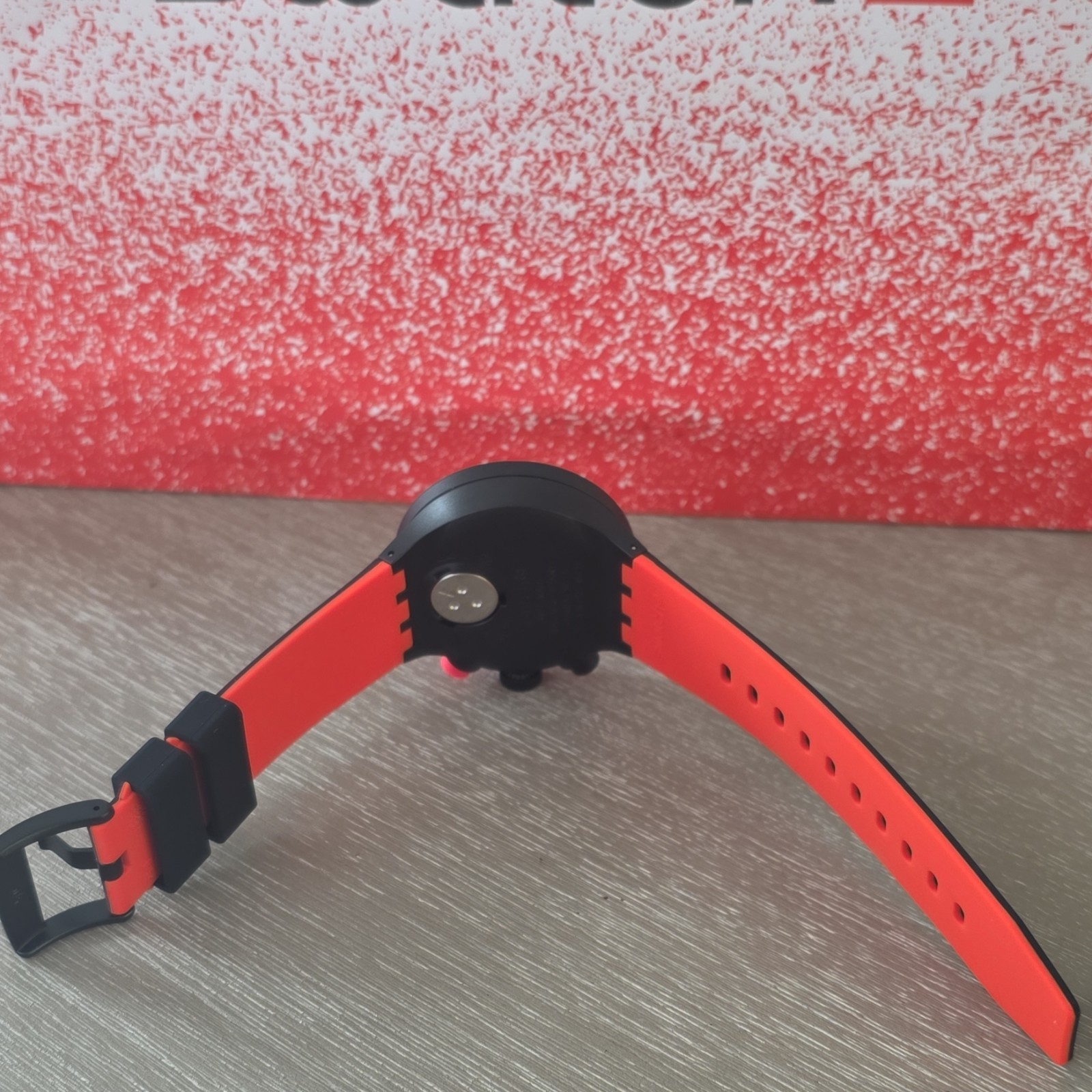 Swatch CheckPoint/Red Dial Chronograph Quartz Rubber Strap Analog Watch w/ Box