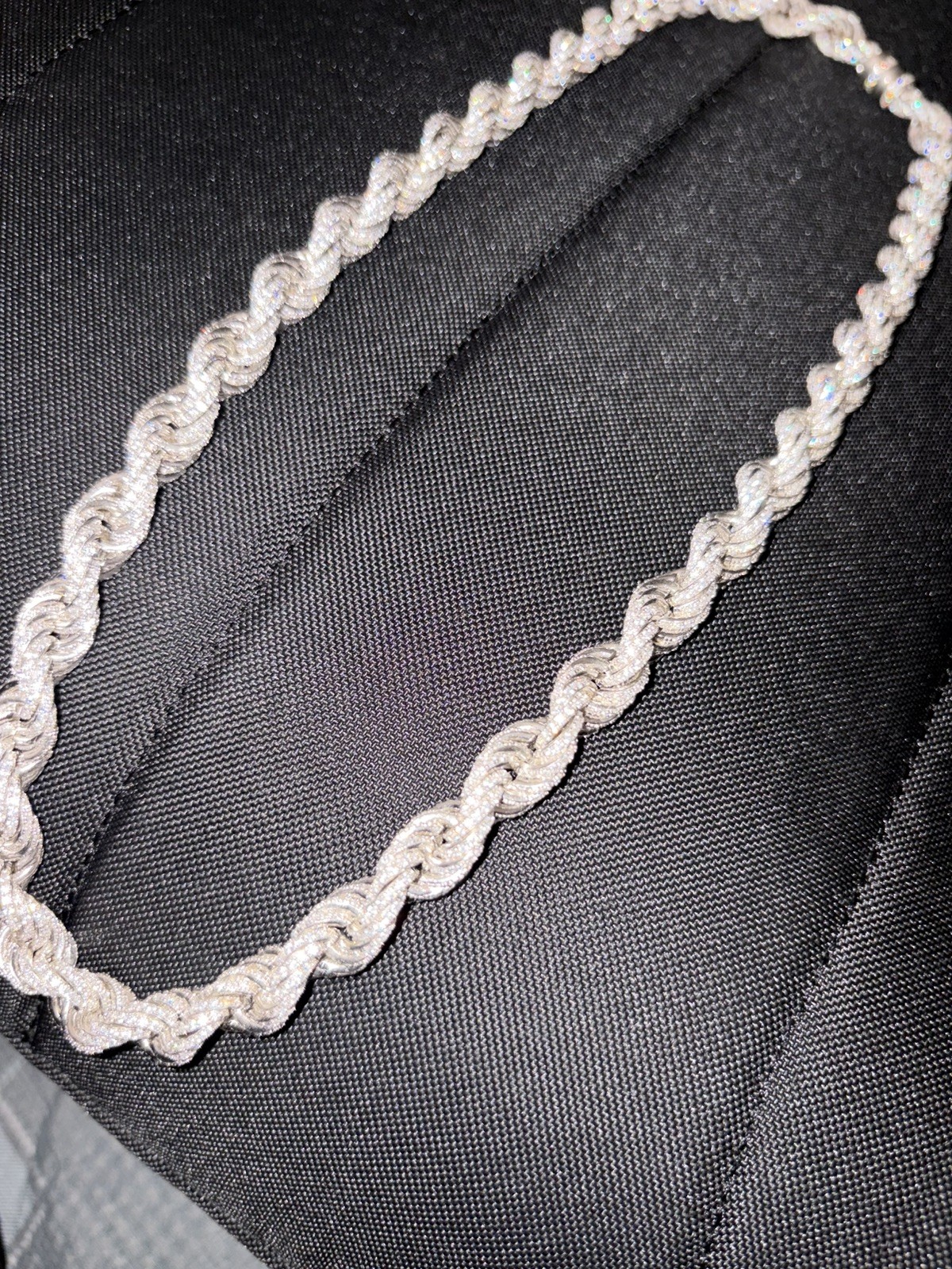 24” Solid 925 Sterling Silver Men’s HipHop Rope Chain CZ diamonds