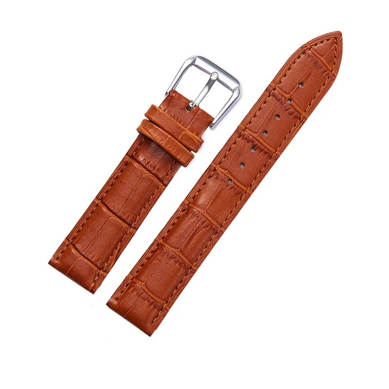 Universal Leather Watch Band Bamboo Pattern Strap 12mm-24mm Pin Buckle Unisex
