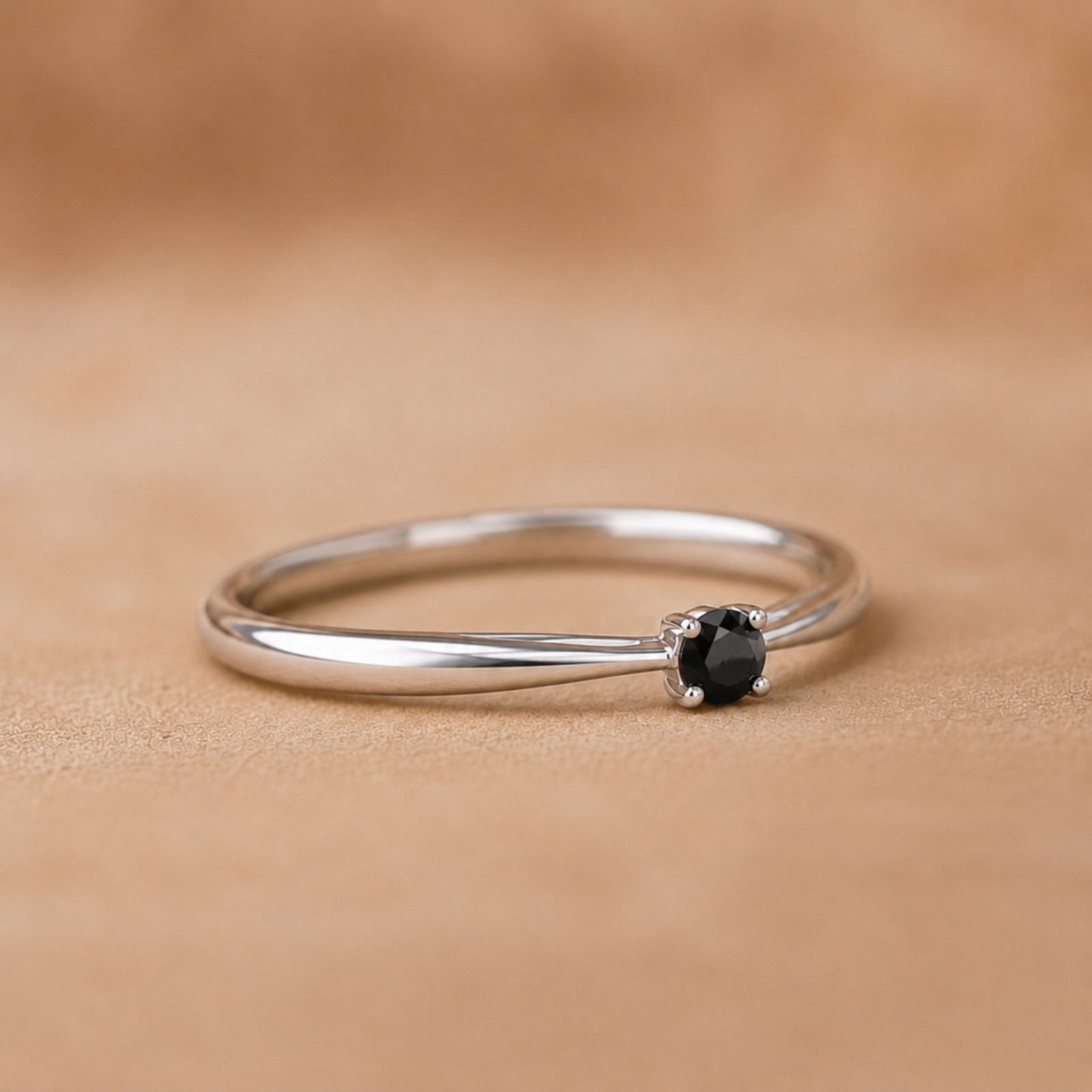925 Sterling Silver Black Onyx Solitaire Ring Dainty Minimalist Promise Ring
