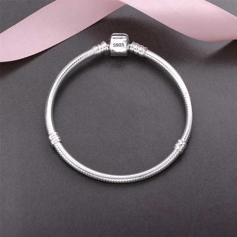925 Sterling Silver Charm Bracelet Snake Chain Smooth Soft Women Gift