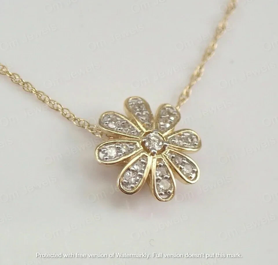 2Ct Round Cut VVS1 Diamond Flower Pendant 14K Yellow Gold Finish Free Chain