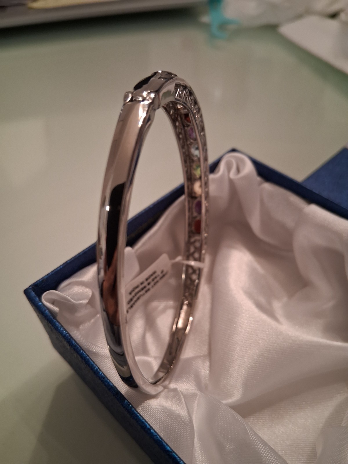 Multi Gemstones Stainless Steel Bangle Bracelet (8.0 in) TGW 5.75 cts.