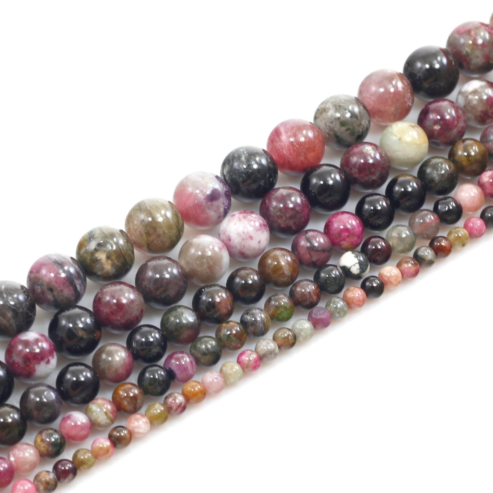 High Quality Natural Multi-Color Tourmaline Round Beads 15″ 4 5 6 7 8 9 10 12mm