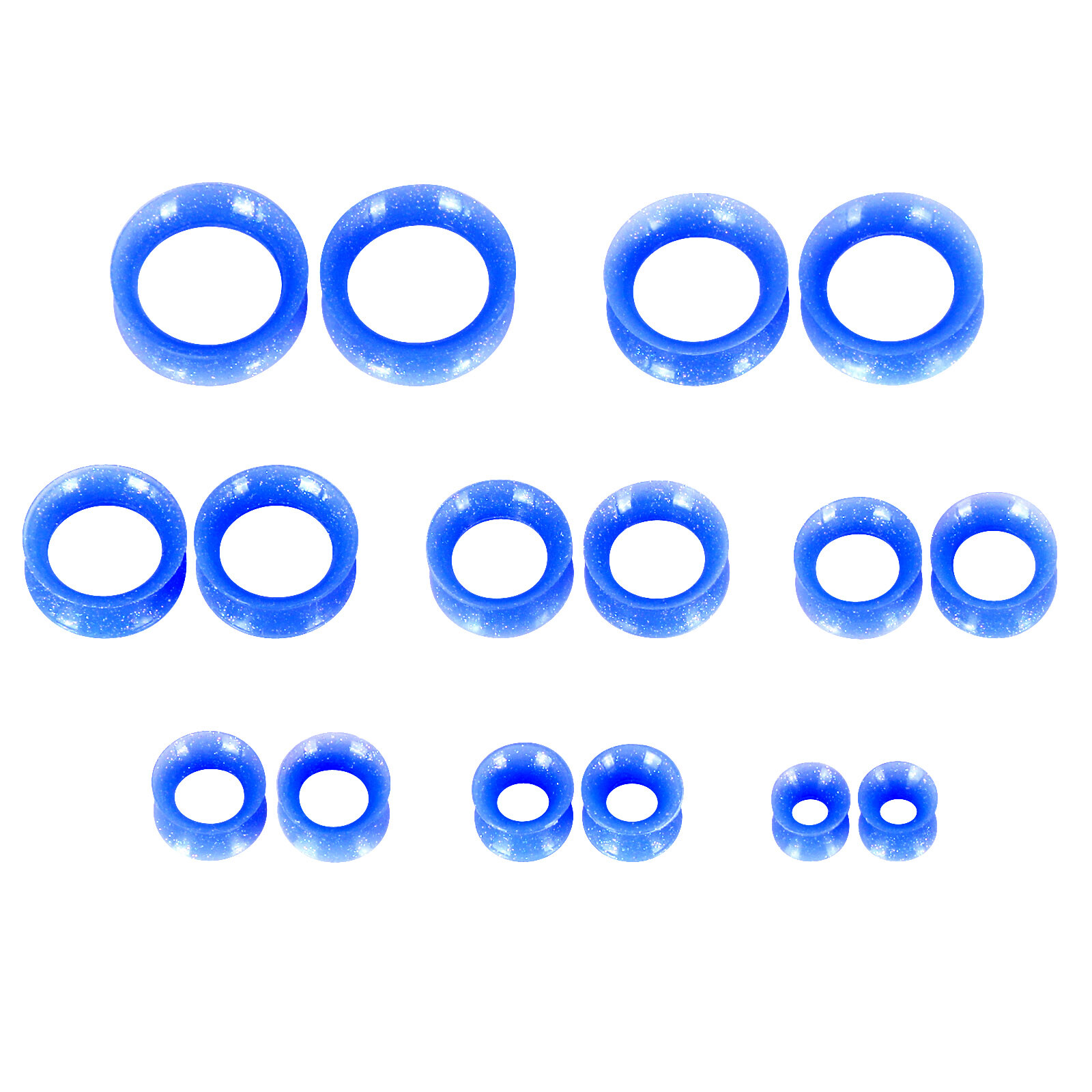 20Pcs Thin Silicone Ear Gauges Plugs Flexible Flesh Tunnels Gold Glitter 2g-3/4″