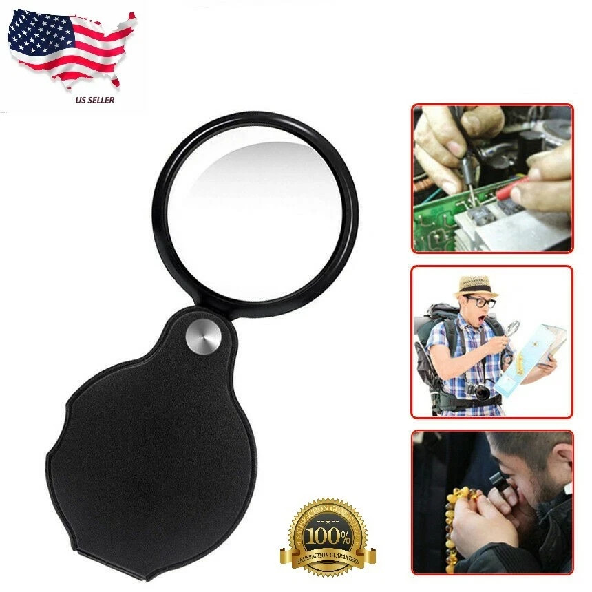 10X Mini Folding Magnifying Glass Optical Magnifier Pocket Reading Tool Loupe