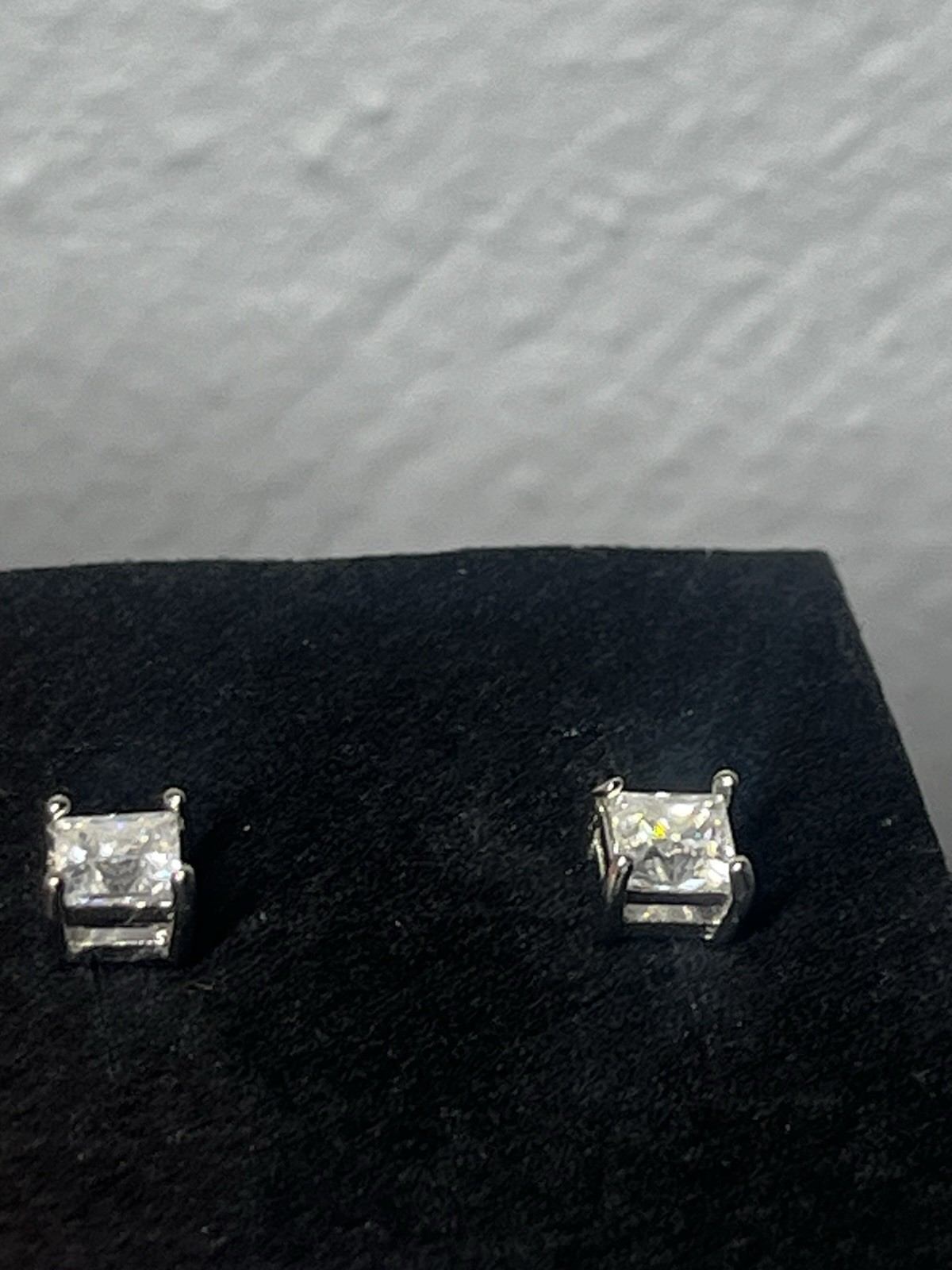 Princess Moissanite Stud Earrings 4.5mm VVS1 GRA cert Butterfly Back 1ct tw