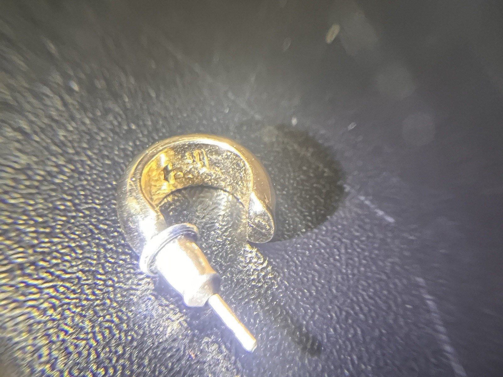 Ralph Lauren Solid 14K Gold Huggie Hoop Earrings Signed RL