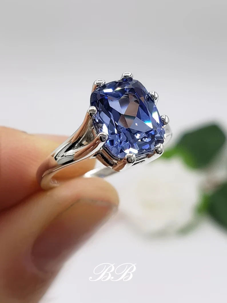 4.00Ct Cushion Cut Natural Tanzanite Gemstone wedding Ring Solid 14k White gold