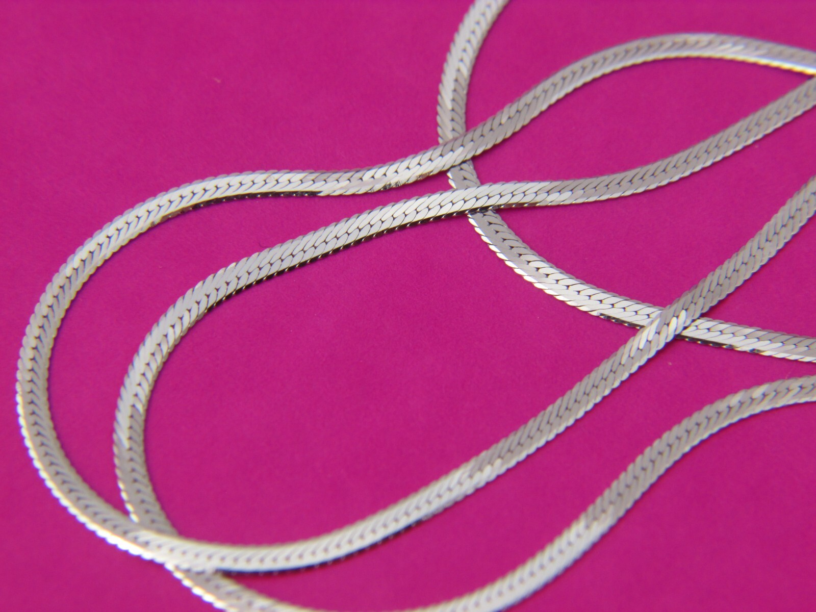 10k white gold herringbone Necklace real 10kt white gold Italian Necklace