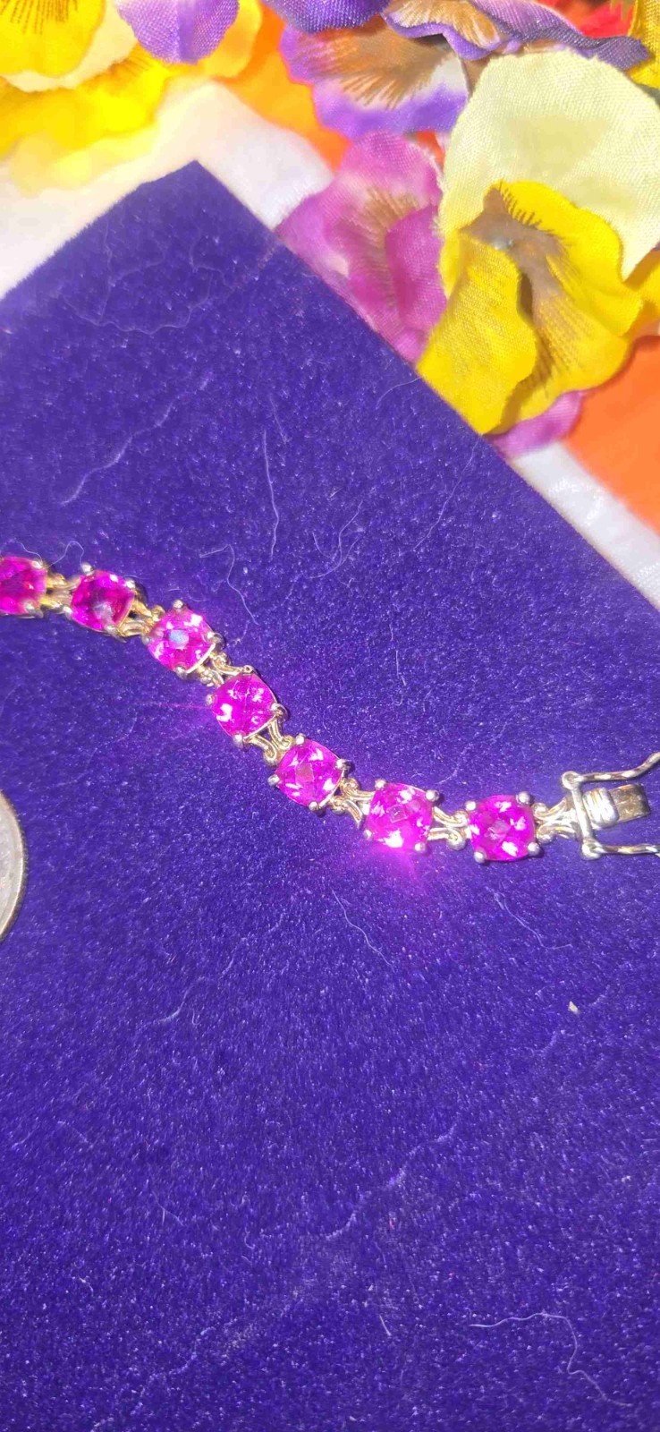 Breathtaking Ruby Jemstones Set In Sterling Tennis Bracelet