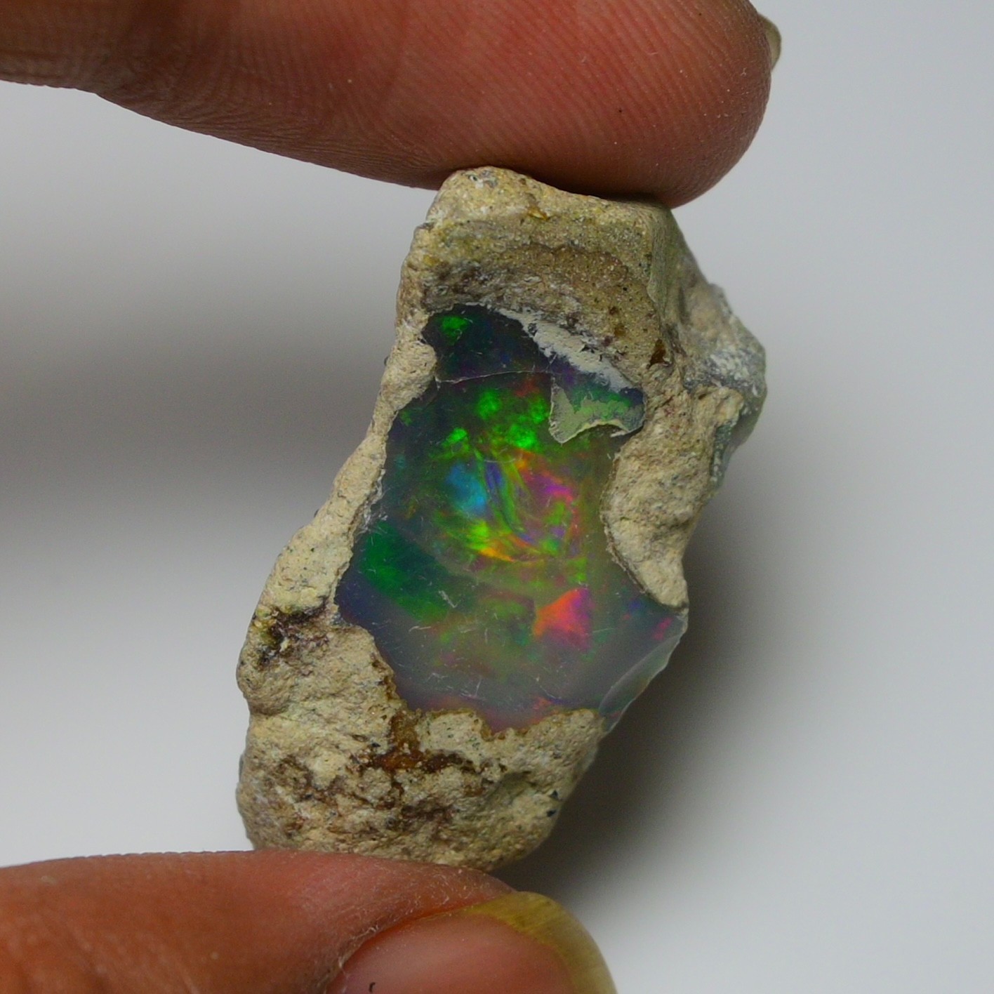 19ct Natural Black Opal Rough Ethiopian, Fire Opal Gemstone, 30×16 MM Welo Opal