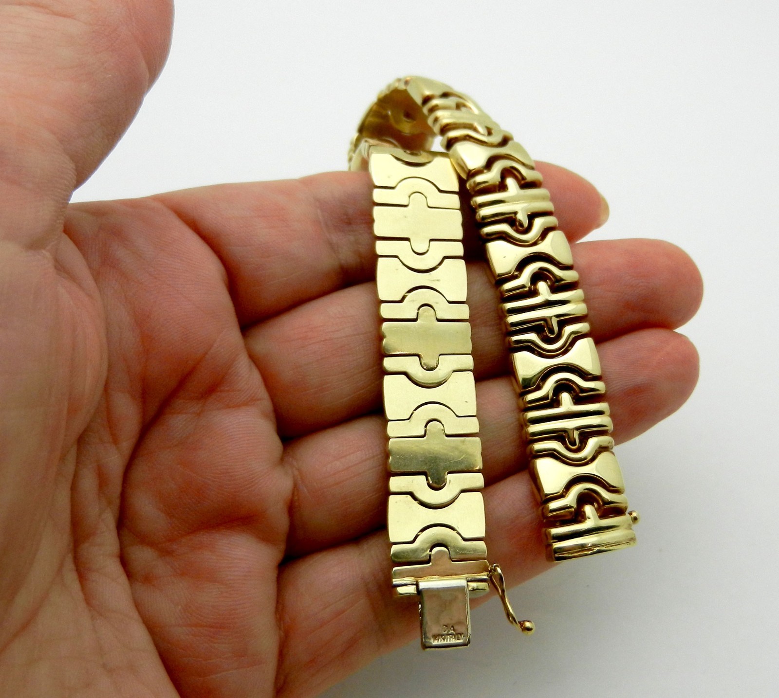 Beautiful 14k Yellow Gold FANCY Link Bracelet Made in Italy 7″ lg 28.5 grams