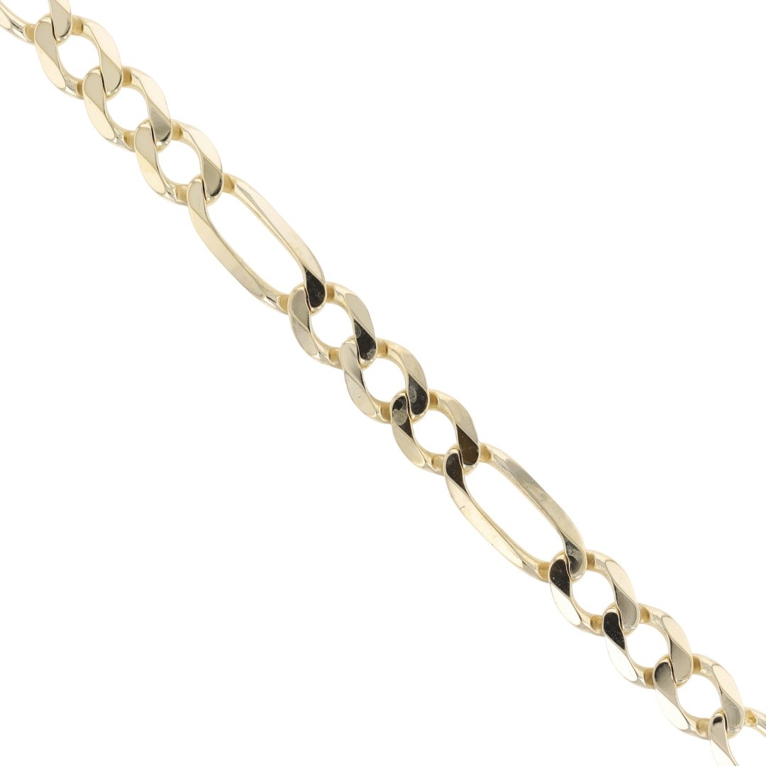 7.7mm Figaro Link Chain 23.5″ Necklace 10k Yellow Gold Italy 36.72 Grams