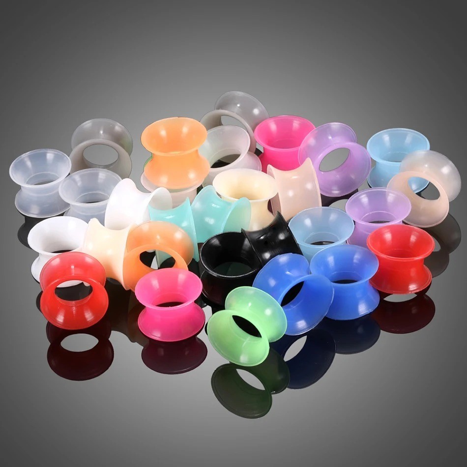 2pcs Thin Silicone Ear Plug Ear Tunnels Plugs Gauges Jewelry Earlets Flesh Gauge