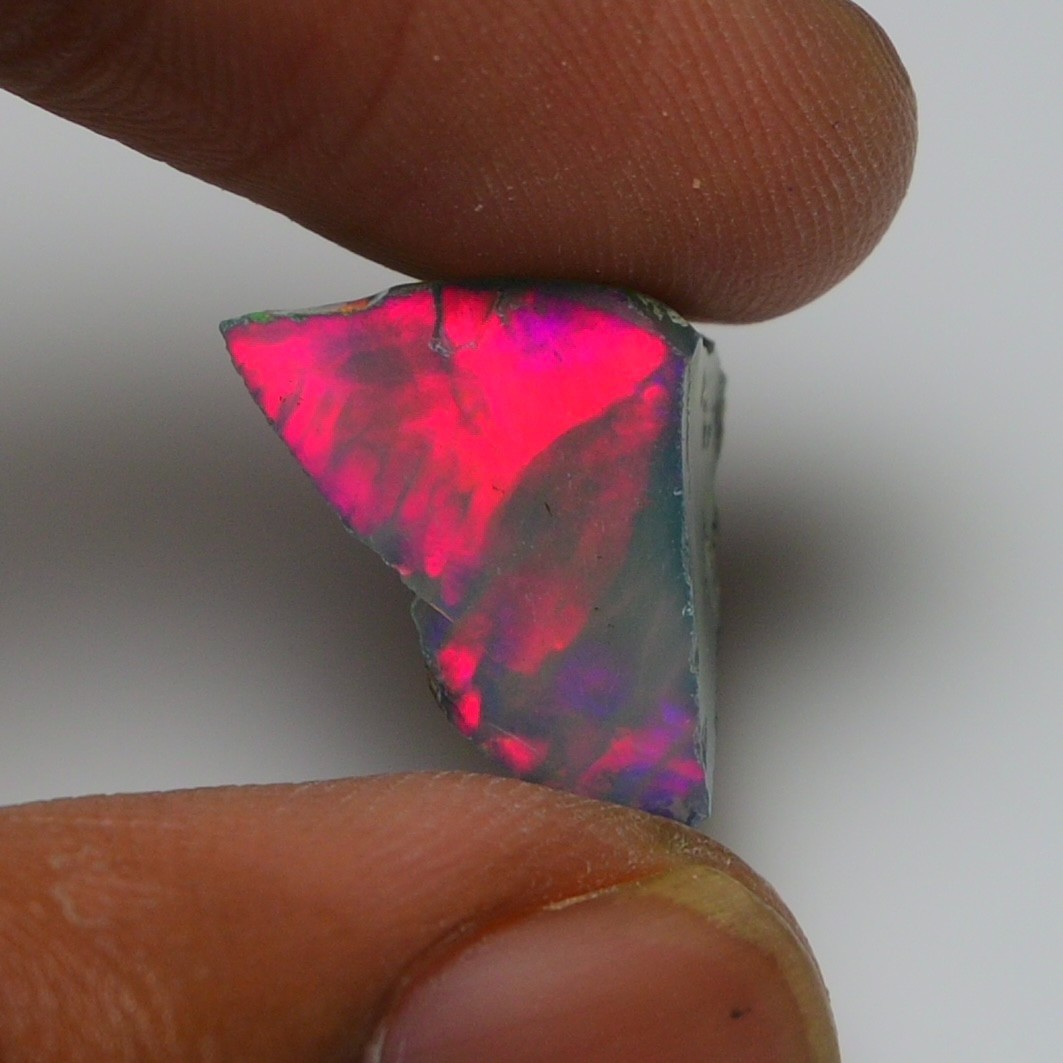 5.4 ct Natural Black Opal Rough Ethiopian, Fire Opal Gemstone, 15x12MM Welo Opal