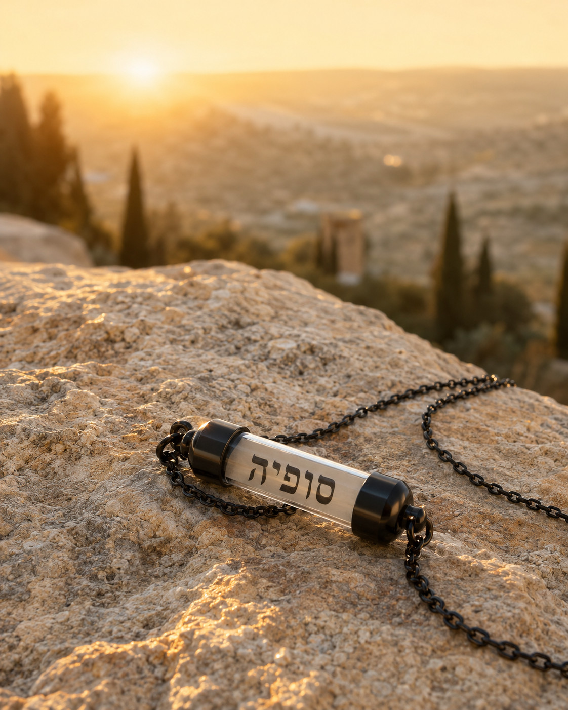Personalized Hebrew Name Parchment Necklace | Holy Land Gift | Handmade Pendant