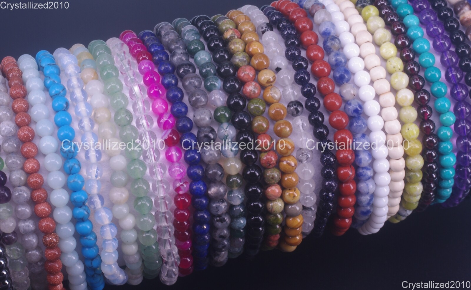 Wholesale 4mm Natural Gemstone Round Beads Stretchy Bracelet Healing Reiki 6.5″