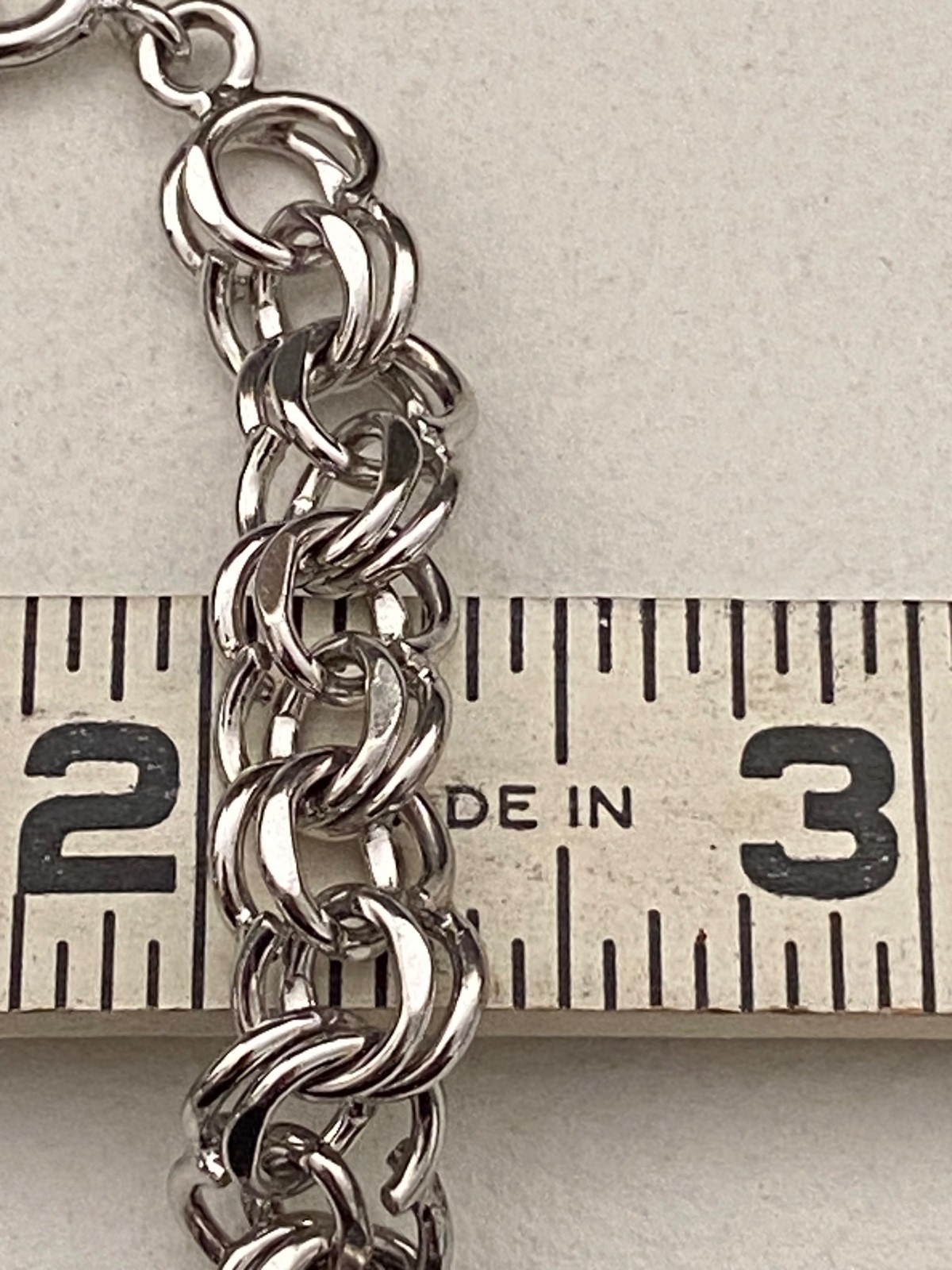 Vintage Fixed Double Link Charm Bracelet Sterling Silver 7.25” unisex