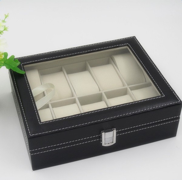 10 Compartments High-grade Leather Watch Collection Storage Box Black –