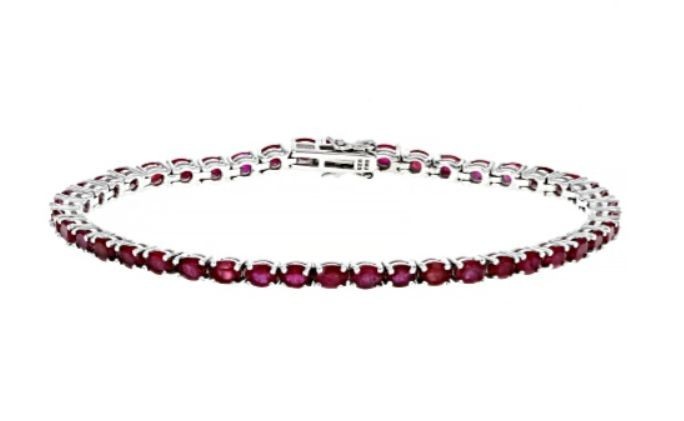 Red Mahaleo® Ruby Rhodium / Sterling Silver 7.5″ Tennis Bracelet 10.00ctw NEW