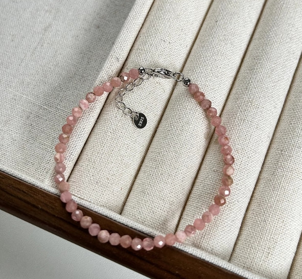 Rose Quartz Pink Gemstone Beaded Anklet Healing Women Energy Summer Gift
