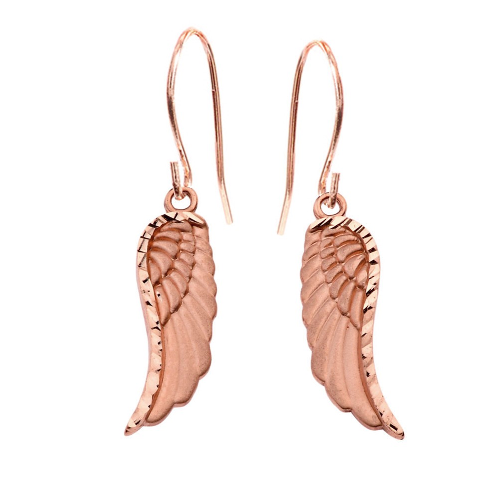 Dangling Angel Wing Earrings(Available in Yellow/Rose/White Gold)