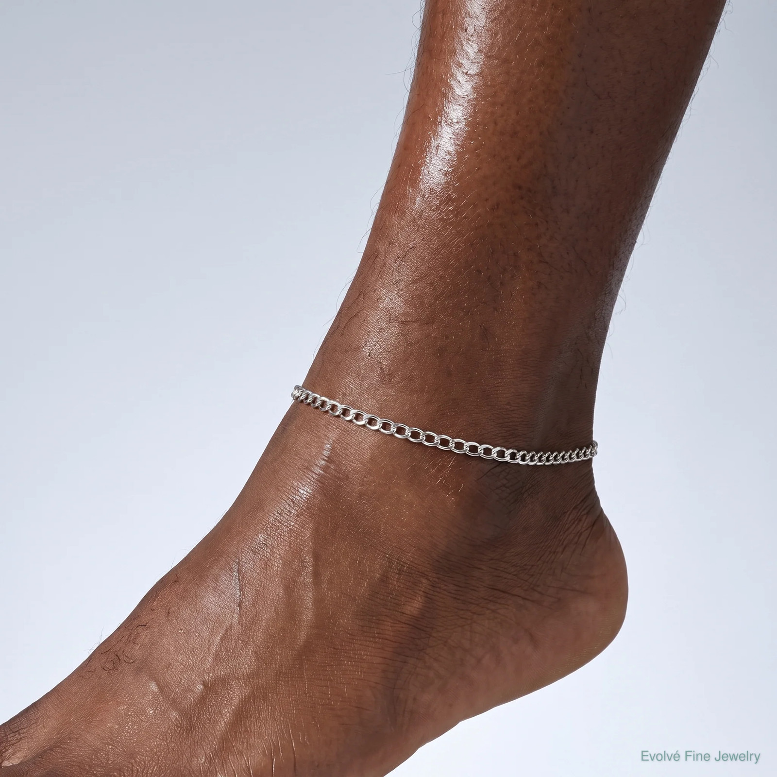 Sterling Silver 3mm Half Round Wire Open Curb Chain Anklet Bracelet 7″-10″