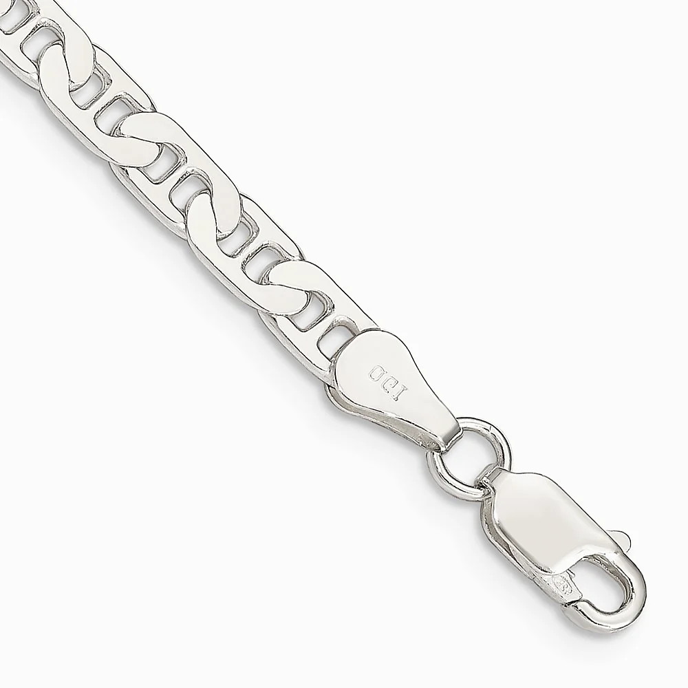 Sterling Silver 4.5mm Flat Anchor Chain Bracelet 7″-9″