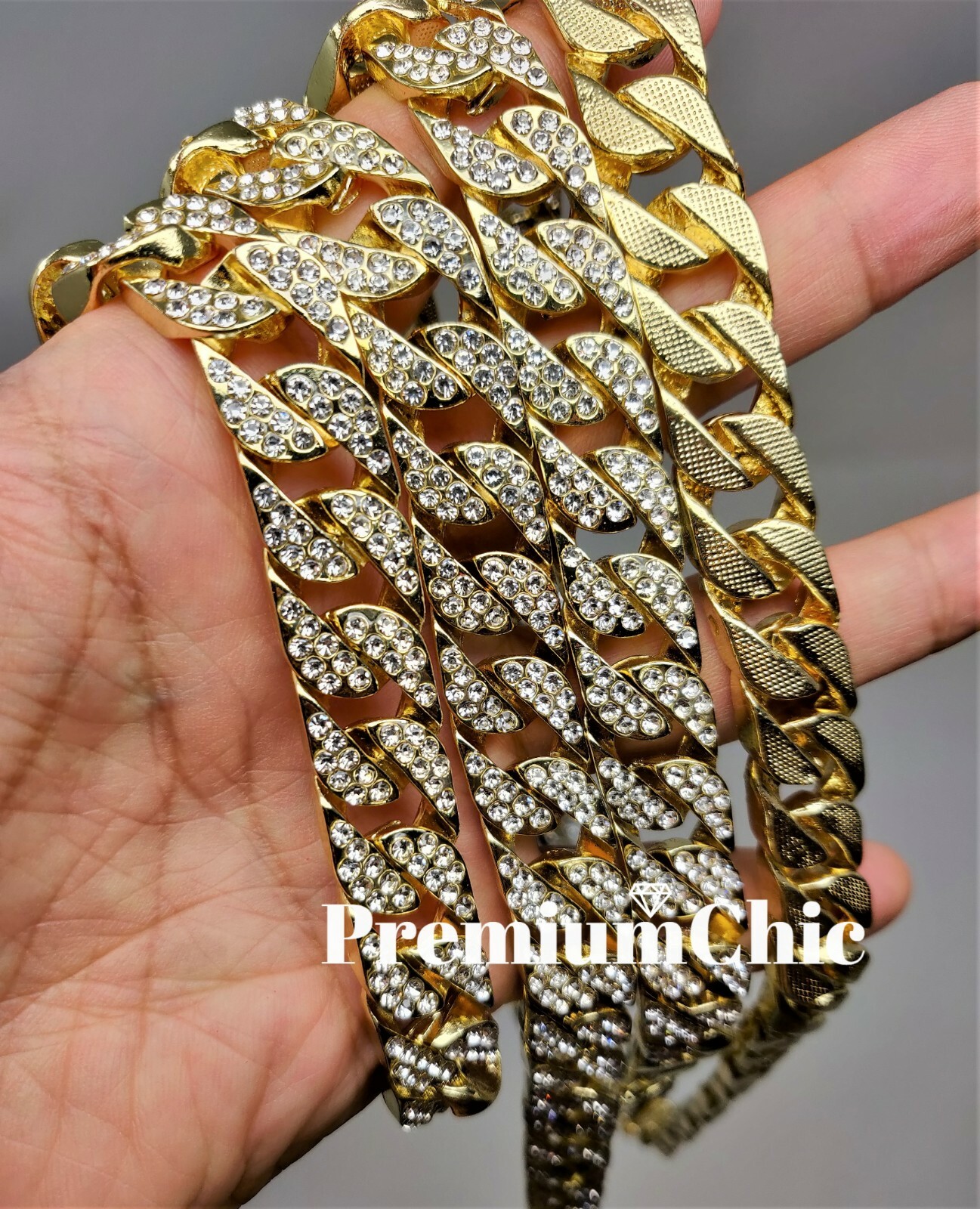 3pc Combo, ANKH Pendant + Tennis Chain + Cuban Choker Gold Plated CZ Jewelry