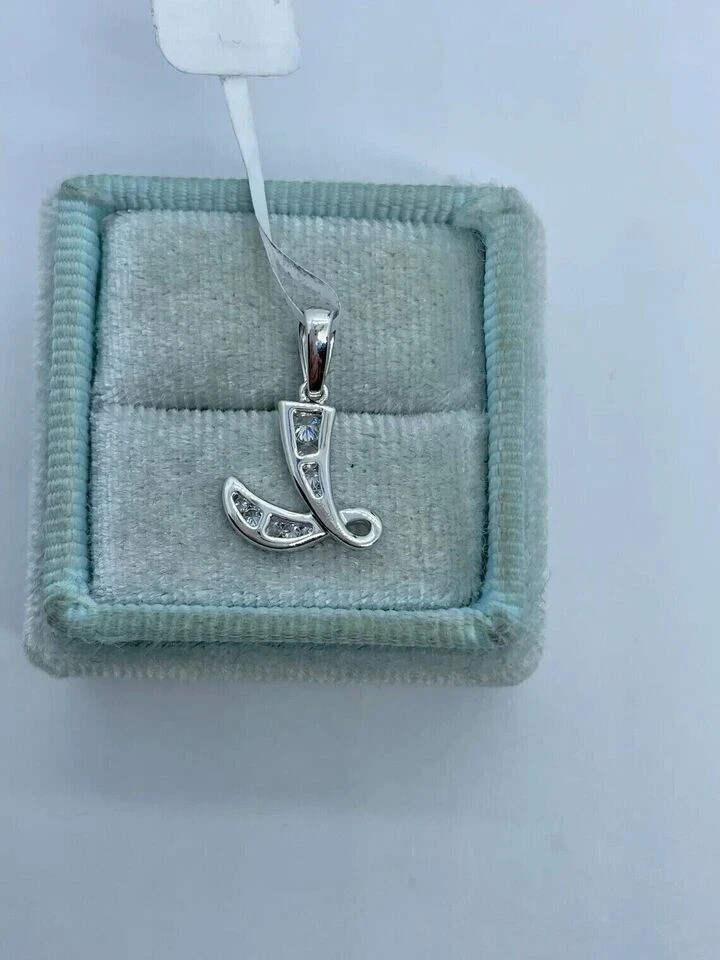 1.05Ct Round Lab Created Diamond Initial” L” Pendant 14K White Gold Plated