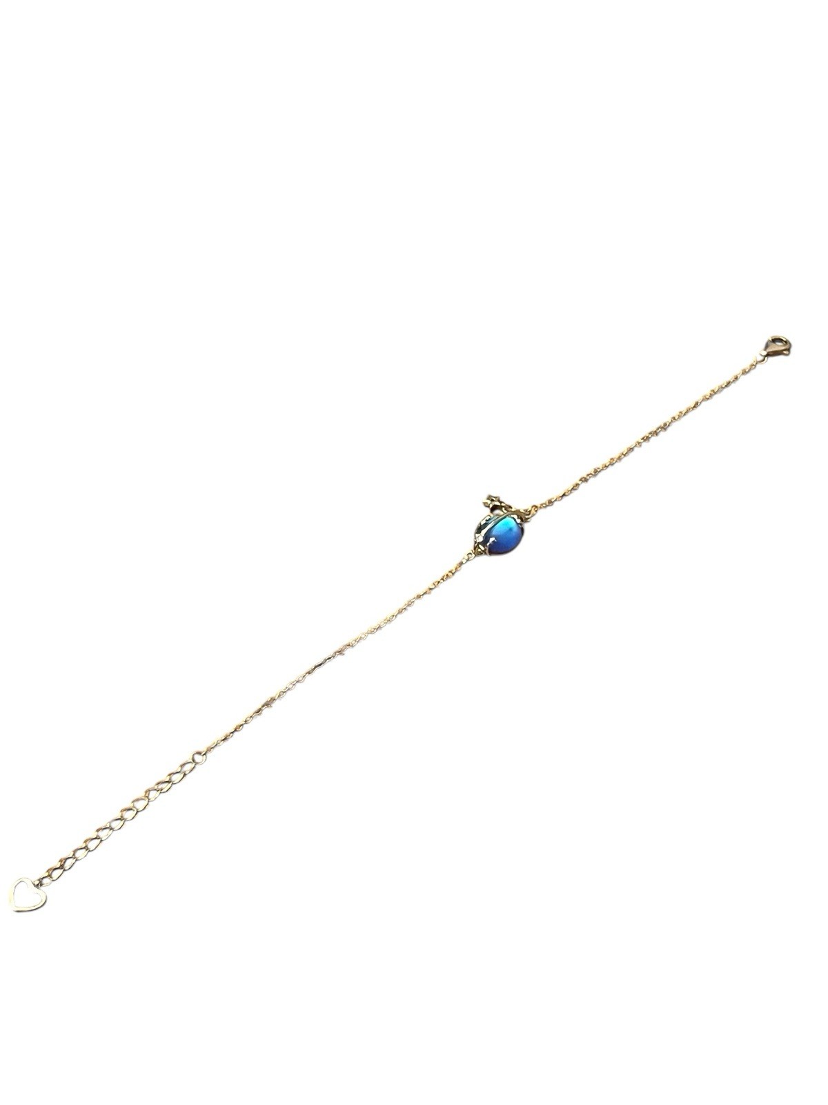 Sterling Silver Aurora Blue Moonstone Planet Star Heart Bracelet 925 New 7.5 In