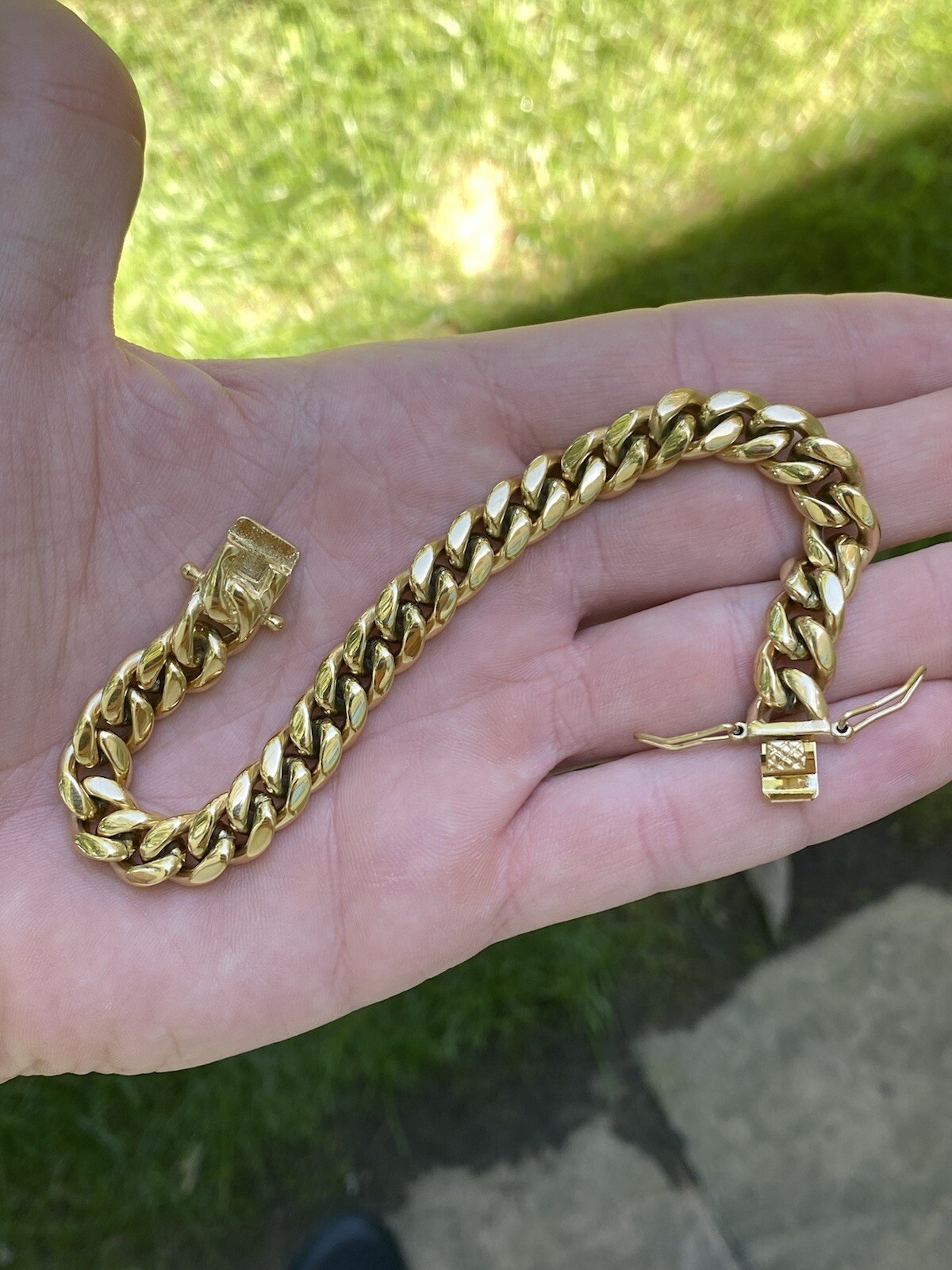 10mm Miami Cuban Link Bracelet 14k Gold Vermeil Stainless Mens Hip Hop Bracelet