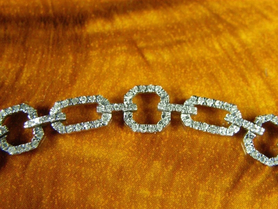 12Ctw Round Cut Created Diamond Linked Chain Bracelet 14K White Gold Plated 7.5″