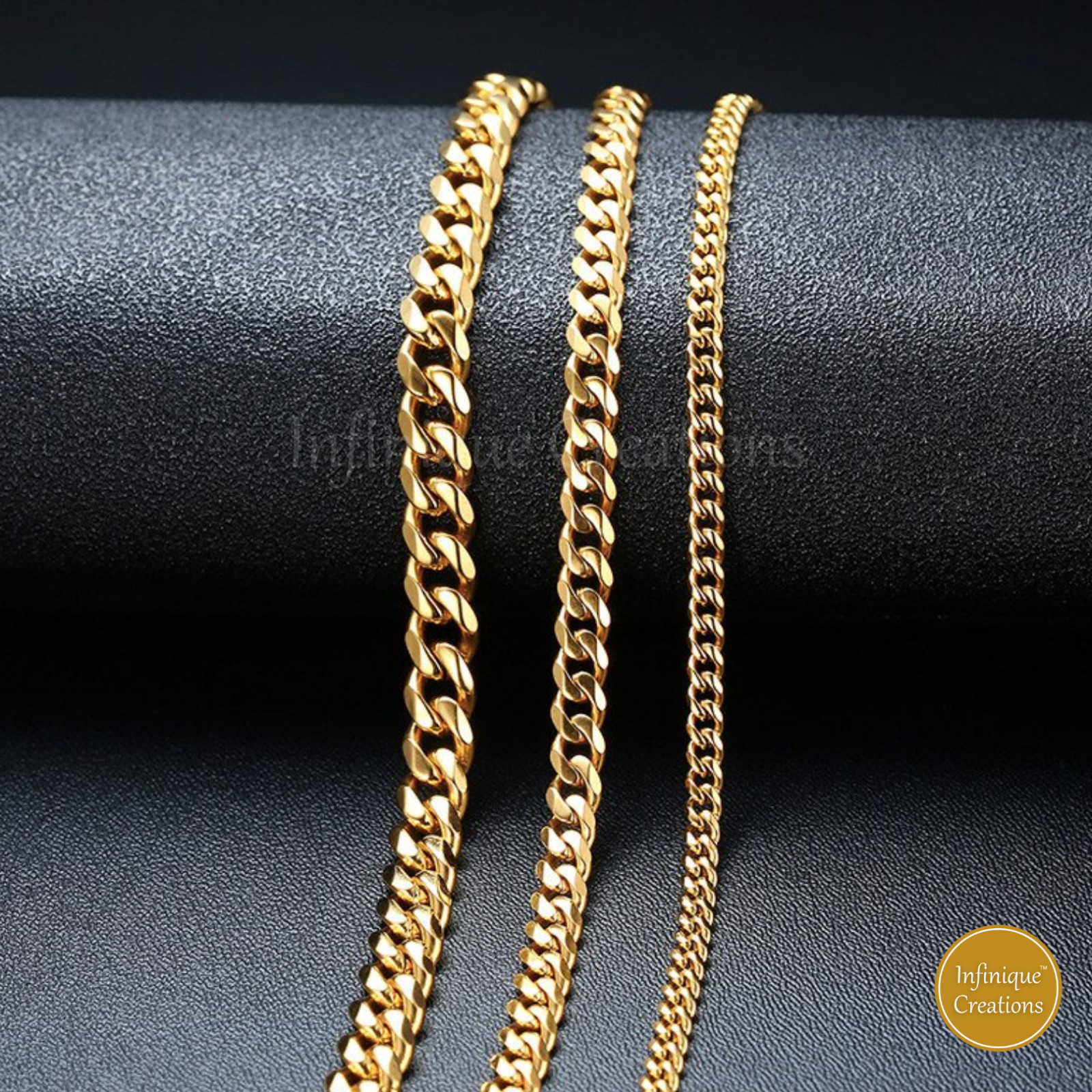 Stainless Steel Miami Cuban Link Chain 18K Gold Plated 7-38″ Bracelet Necklace