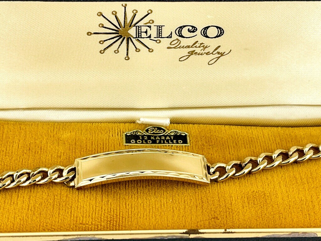 Bracelet Elco ID Identification 12K Gold Filled 7 1/4 inches Solid Plaque
