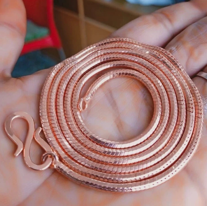 30 inch Pure Copper Snake Type Chain Necklace, Healing Copper Jewelry, Spiritual