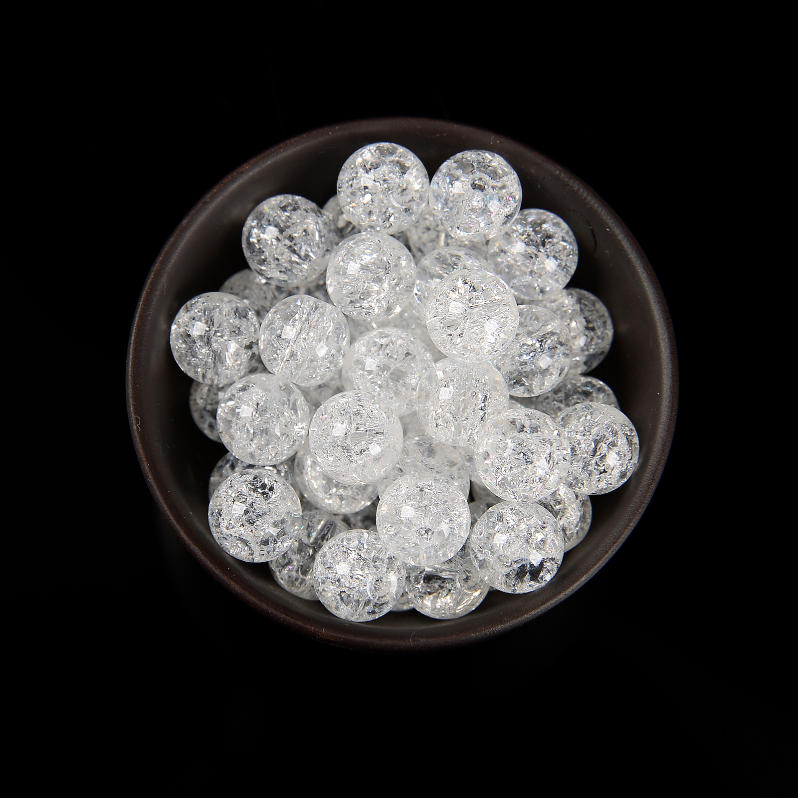 Clear Crackle Quartz Smooth Round Beads Size 6mm 8mm 10mm 12mm 15.5″ Strand
