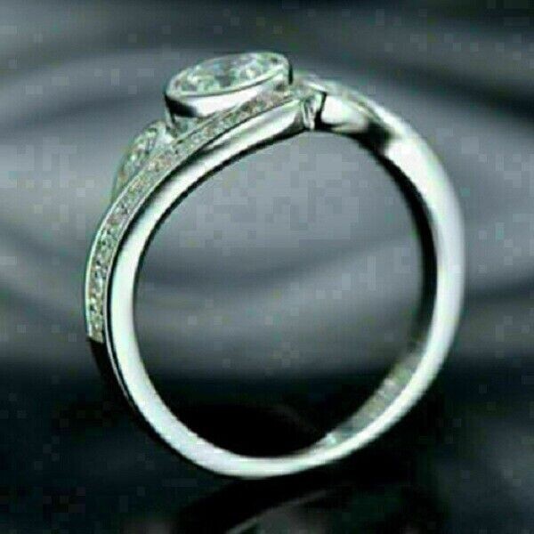 2.00 Carat Round Cut Lab Created Diamond Engagement Ring 14K White Gold Finish