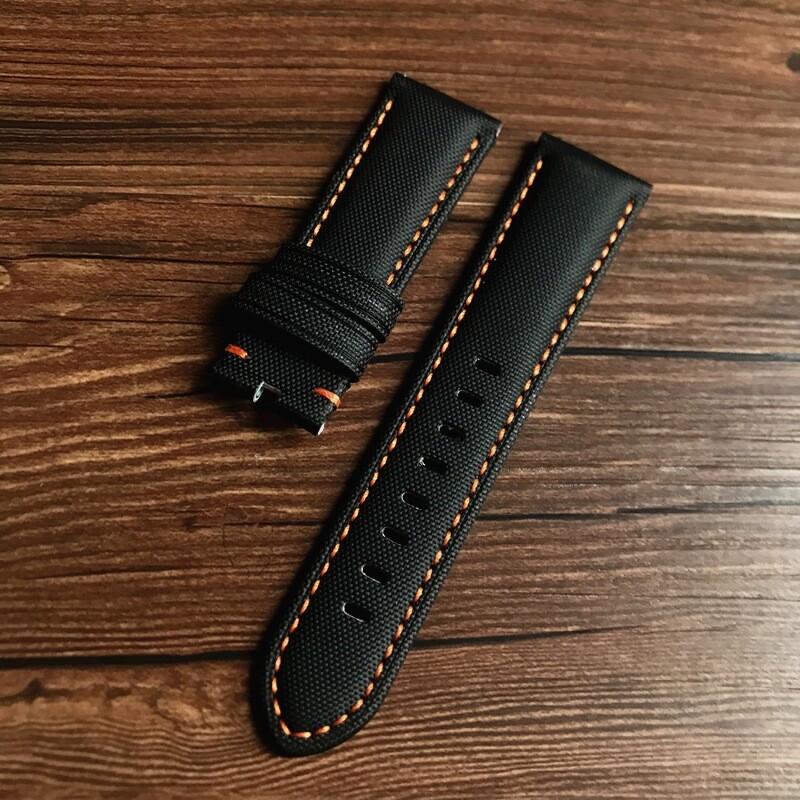 Quality Carbon Fibre Bottom Canvas Watch Band Straps Mens for Panerai 22 24 26mm