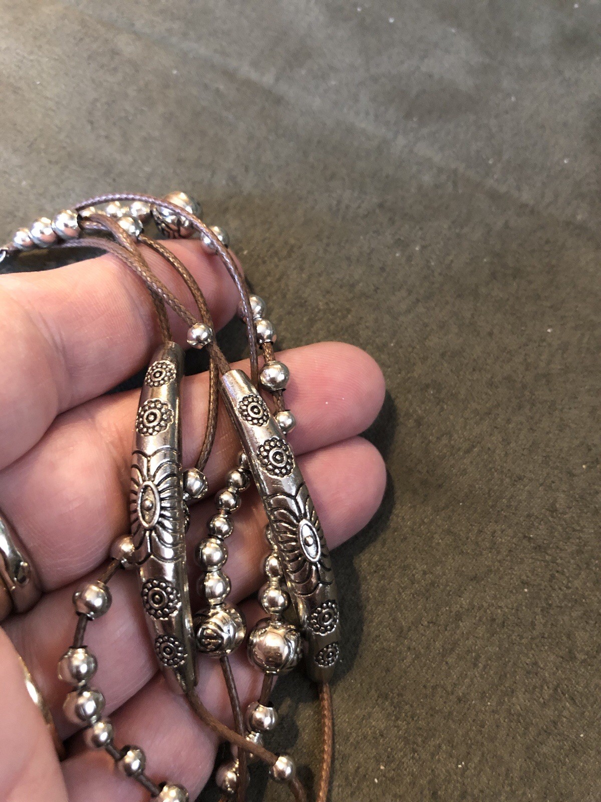 Vintage Paparazzi Corded Silver Ball And Bar Bracelet W/ Extender 9” Long Total