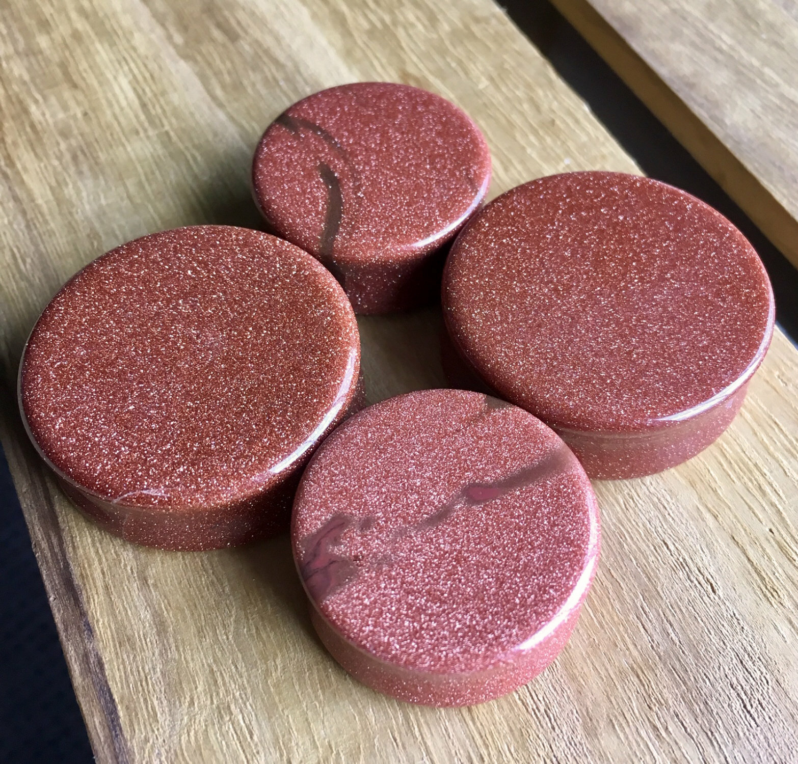 PAIR Gold Sandstone Organic Stone Plugs Gauges – 8g (3mm) up to 38mm (1.5″)