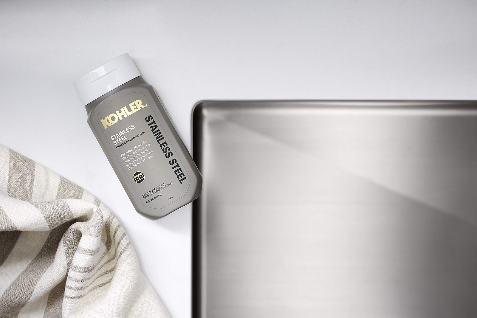 Kohler K-23729-NA Stainless Steel Cleaner, 8 FL Oz 8 Fl (Pack of 1), Gray