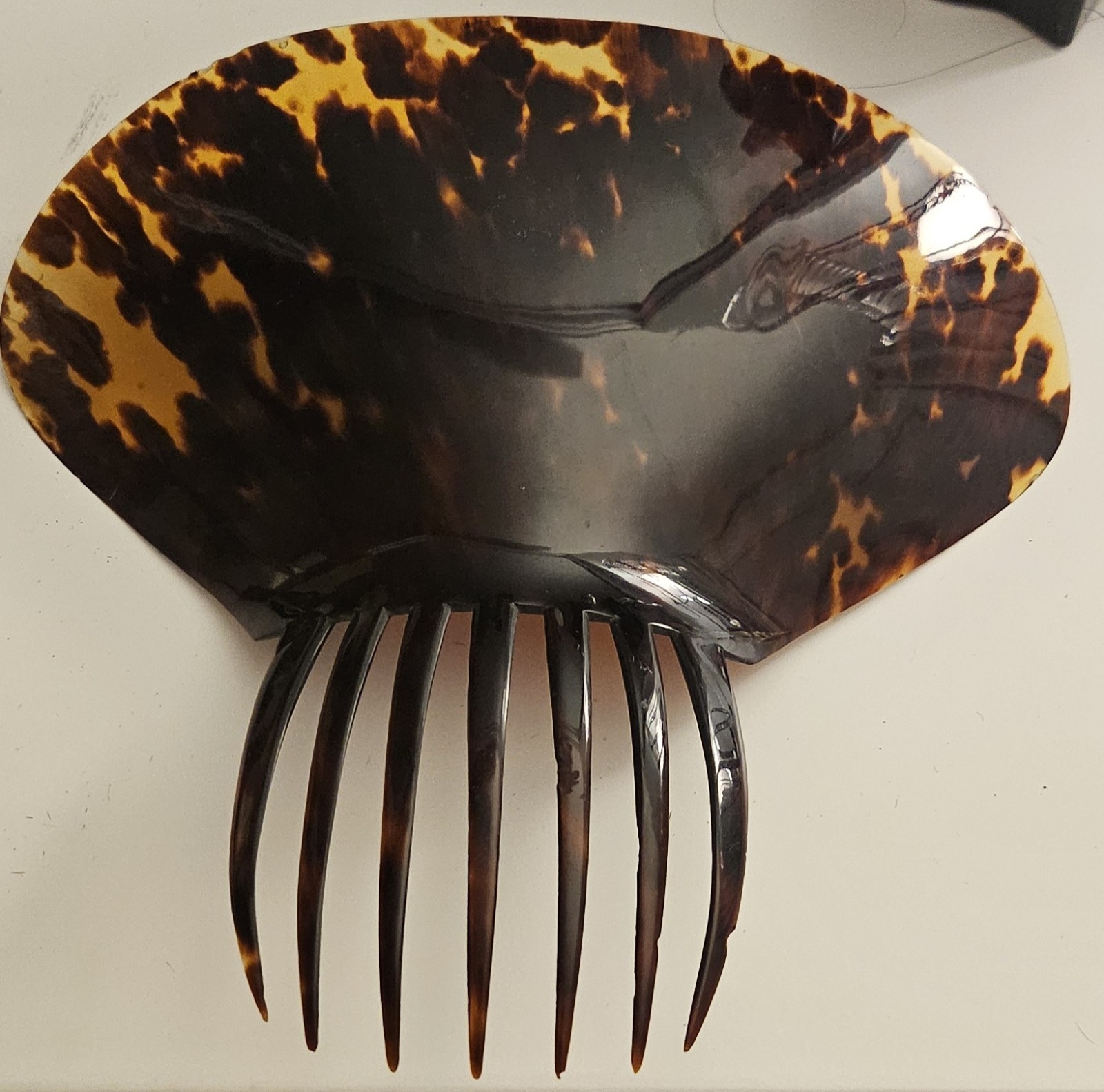 Large Authentic Vintage Tortoise Shell Hair Pick Comb Hair Styling Tool